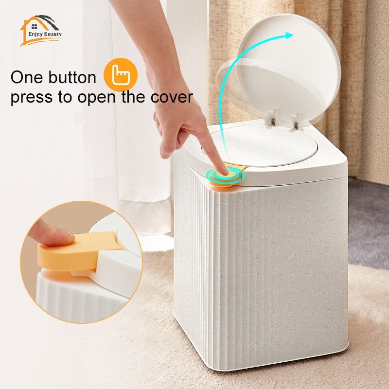 trash bin Trash bins in the kitchen, living room, plastic bins, solid, durable, plastic bins. Press bin with lid, double thick desktop waste bin for home use with lid, bedroom paper basket.