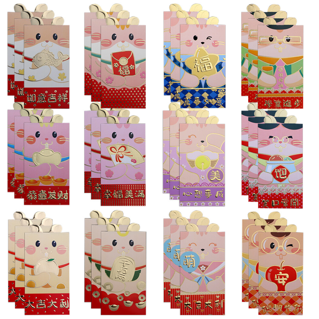 36 Pcs 6 Patterns Mouse Red Envelopes 2020 Chinese New Year Lucky Money Packets