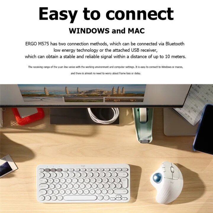 Logitech ERGO M575 WirelessMouse Trackball Mouse For PC