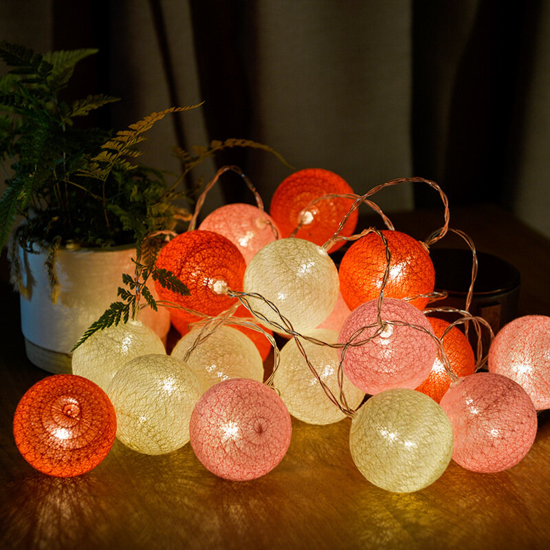 LED cotton thread ball light string festive decoration string light children's bedroom atmosphere rattan ball colored light