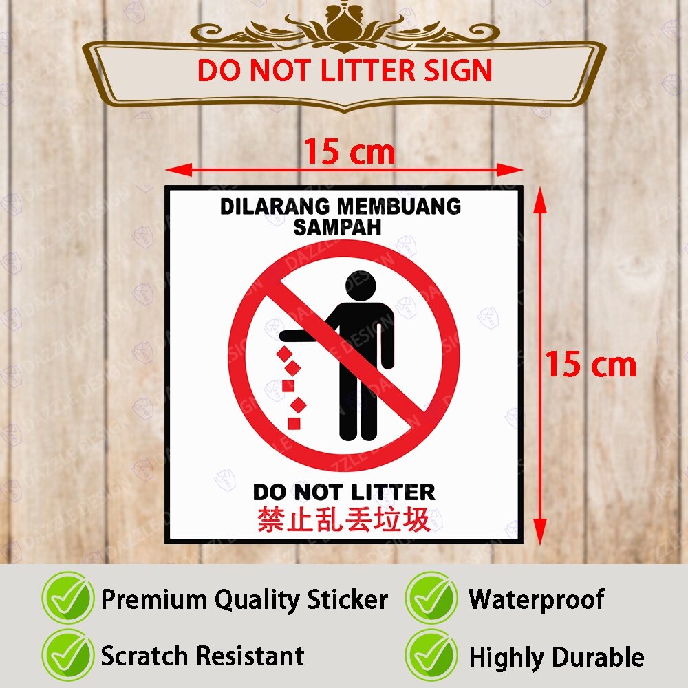 ️[ Do Not Litter ] 10x10cm Signs Sticker   Pelekat Sticker   Signage 