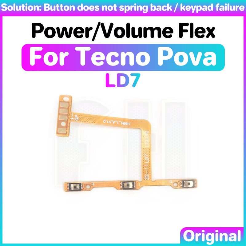 ปุ่มปรับระดับเสียง Flex สำหรับ Ld7 Tecno Pova Ld7j เปิดปิดคีย์ใบ้ปุ่มเปิดปิดสายเคเบิลงอได้ 5538