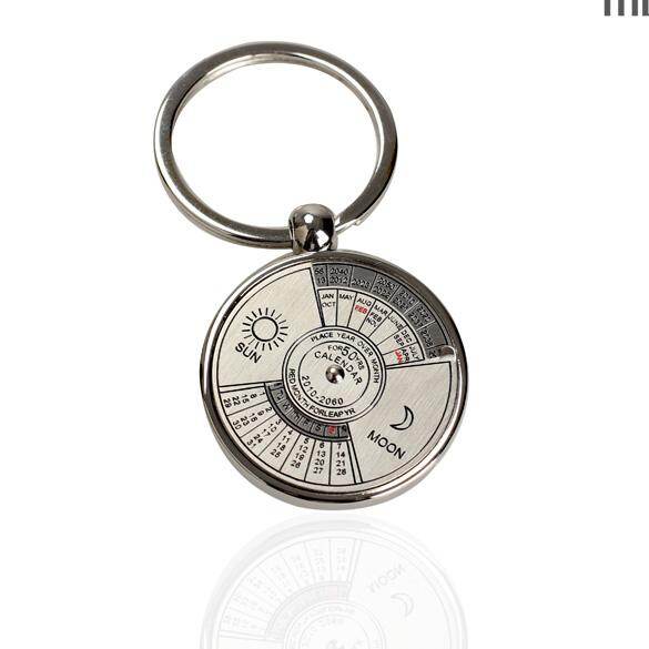 Mini Perpetual Calendar Keychain Ring Unique Metal Keyring 50 Years