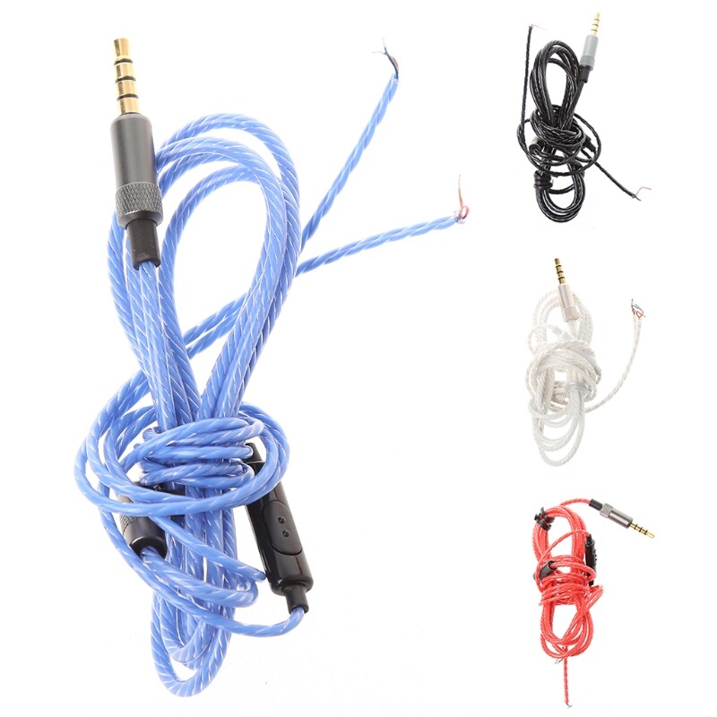 [Hot]3.5mm Jack DIY Replacement Headphone Audio Cable Maintenance Wire With MIC 1.25m