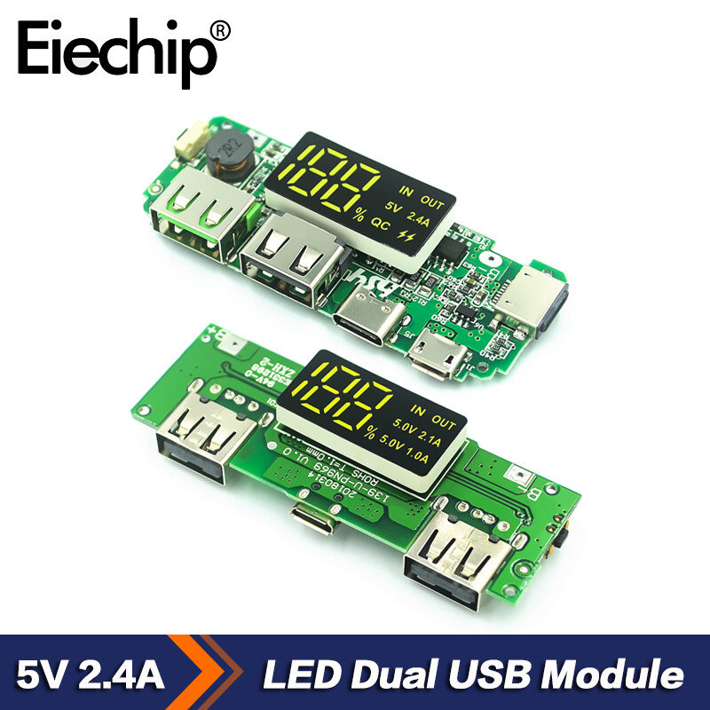 Mô-đun Sạc 18650 Bảng Sạc Bảo Vệ Mạch USB 5V 2.4A LED Kép Micro/Type-C