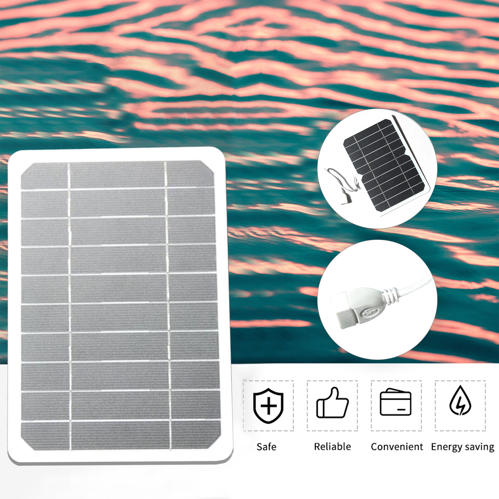 KKmoon Tấm Pin Năng Lượng Mặt Trời Nhỏ 5W/2W 5V Kèm USB Tấm Pin Mặt Trời Silicon Đơn Tinh Thể Tự Làm Tấm Pin Năng Lượng Mặt Trời Di Động Cắm Trại Chống Nước Cho Điện Thoại Di Động