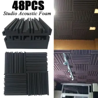 48pcs Ceiling Groove Acoustic Foam Studio Record Sound Absorption