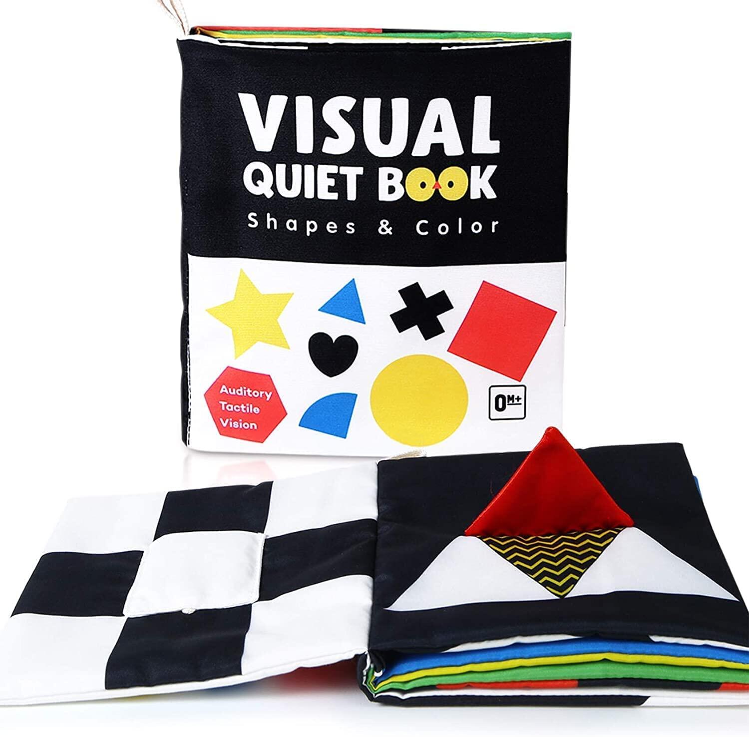 Baby Books Toys, High contrast black and white books non-toxic fabric touch pleated cloth books early childhood education stimulation toys, baby gift soft toy mirror