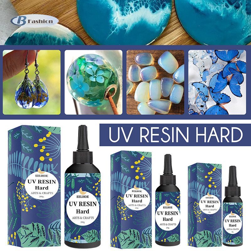 B-F Transparent UV Glue Epoxy Resin Curable Glue Hard Type Glue Craft Decoration Tool for DIY Resin Art