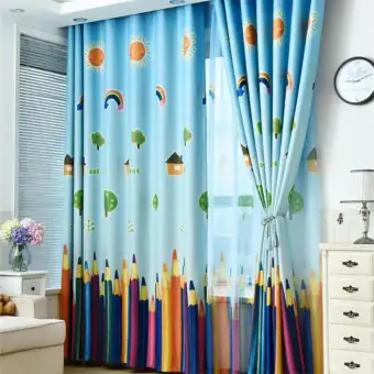 Kang Child Pencil Curtains Cartoon Printed Curtains Kids Room