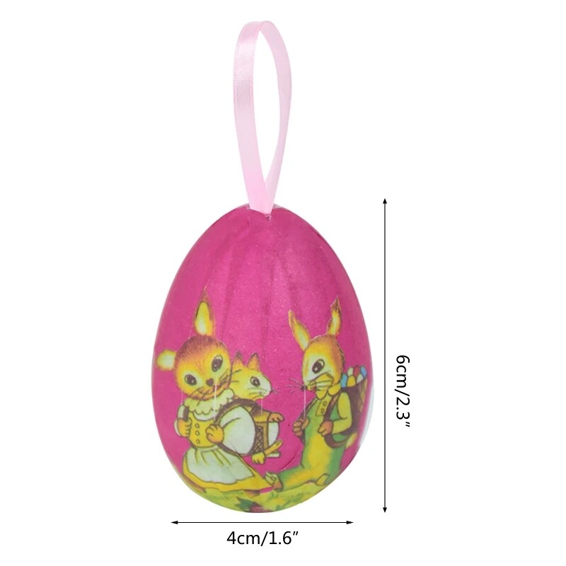6/12pcs Foam Easter Eggs Happy Easter Party Decorations for Home Colorful Bunny Bird Egg Hanging Ornament DIY Craft Kids Gifts Toy
