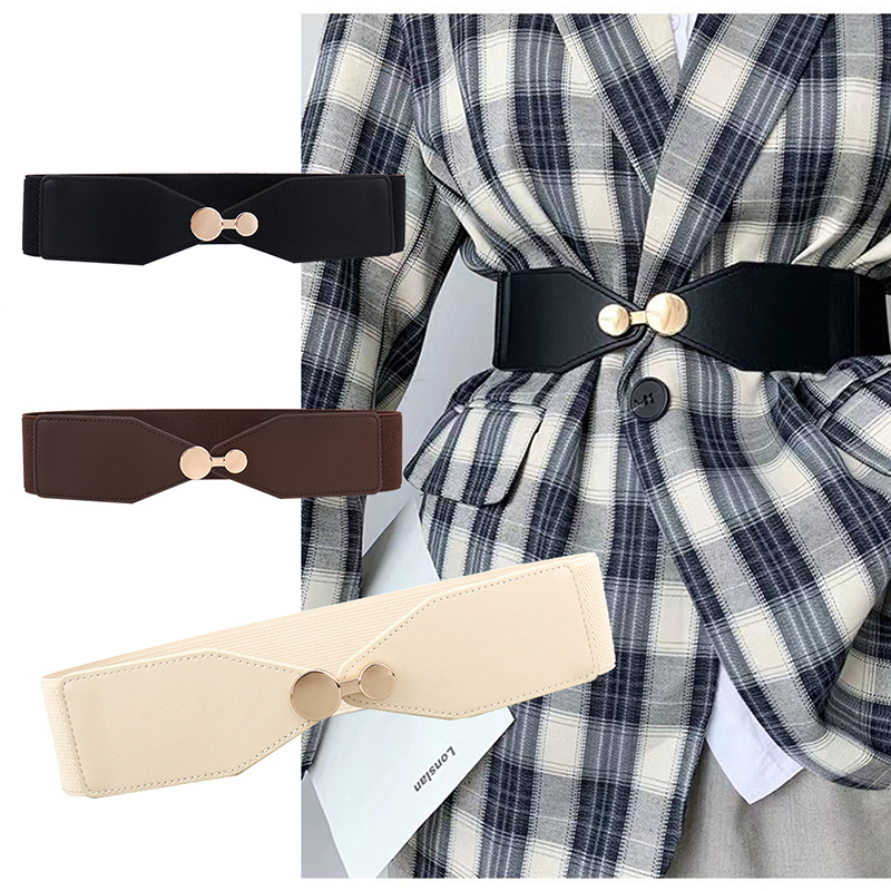 Round buckle Women Fashiob Belt Comfortable Elatic women Waistband