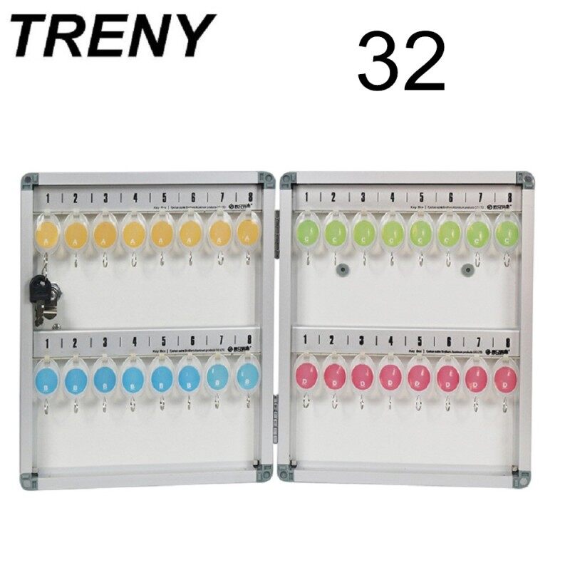 TRENY Aluminium 32 Key Box Key Organizer Safe Box Aluminum Key Box Key Storage Key Cabinet Key Rack Peti Penyimpanan Kunci Peti Kunci Kotak Kunci Rak Kunci Aluminium Kotak Selamat Kotak Polis Safebox Key Safe Box