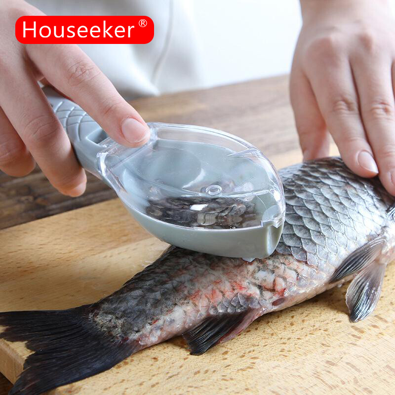 Houseeker Fish Cleaning Tools Plastic Scraping Scales Device Kitchen Accessories Gadget Cooking Tools