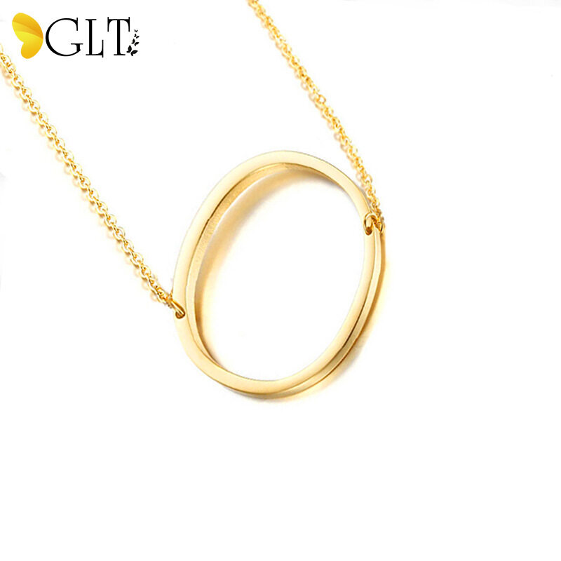 GLT แฟชั่นผู้หญิงจี้ตัวอักษรสร้อยคอ Alfabet เริ่มต้นสแตนเลส Choker Collier สร้อยคอเครื่องประดับ