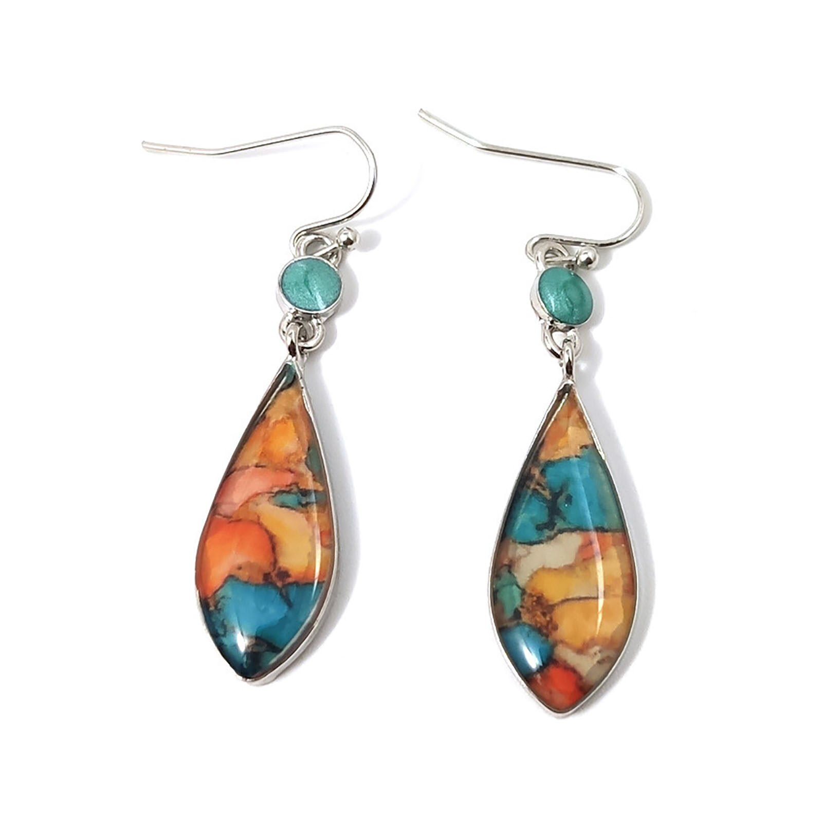 Sanwood® 1 Pair Water Drop Shape Piercing Dangle Earrings Charm Gift Lady Colored Painted Glass Hook Earrings Party Jewelry Drop Earrings Exquisite