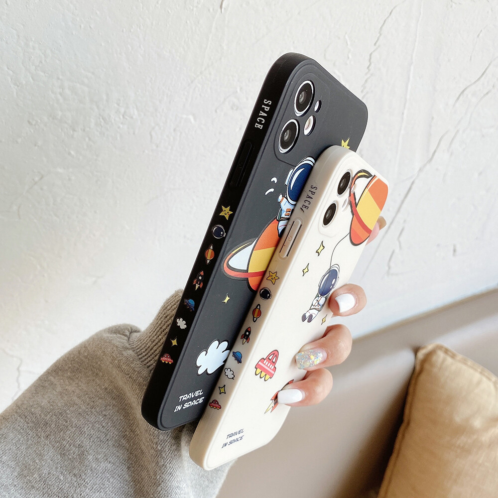 AKABEILA Ốp Lưng Phi Hành Gia Hình Ảnh Bên Hông Cho Iphone 13 12 11 Pro Max 11 12 Pro 6 6S 7 8 Plus X XR XS Max SE 2020 Ốp Lưng Điện Thoại Mềm Chống Sốc