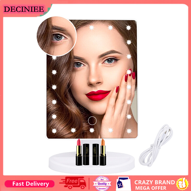 DECINIEE Vanity Lighted Makeup Mirror with 10X Magnifying Mirror 22 LED Lighted Mirror Touch Screen 180 Degree Rotation Cosmetic Mirror