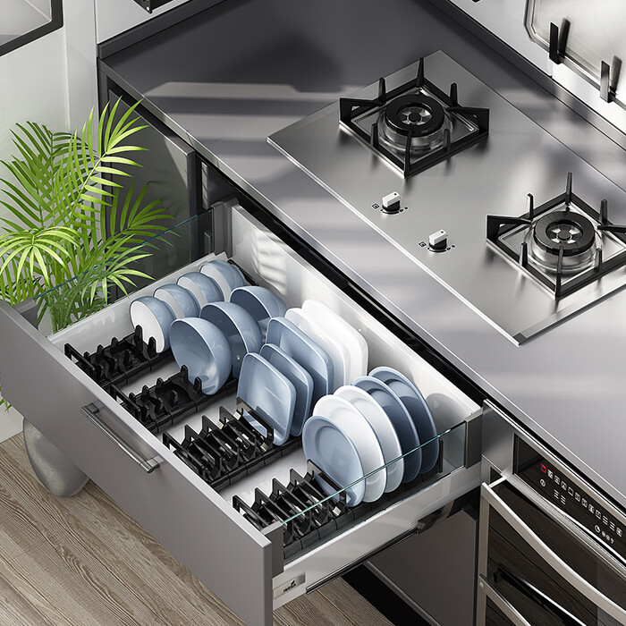 Adjustable Drawer Aluminum Dish Rack Dish Drain Rack Kitchen Dish Storage Rack Countertop Storage Rack Split Kitchenware Shelf Kitchen Sink Drain rack cabinet Organizer Pot Lid Rack Cooking Dish Rack Pan Cover Stand Kitchen Accessories