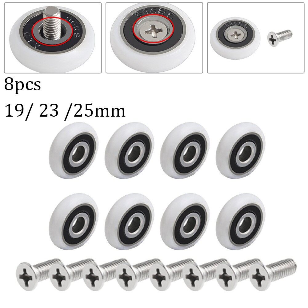 8Pcs Shower Door Rollers Practical Runner Wheels 19/23/25mm For Shower Enclosures