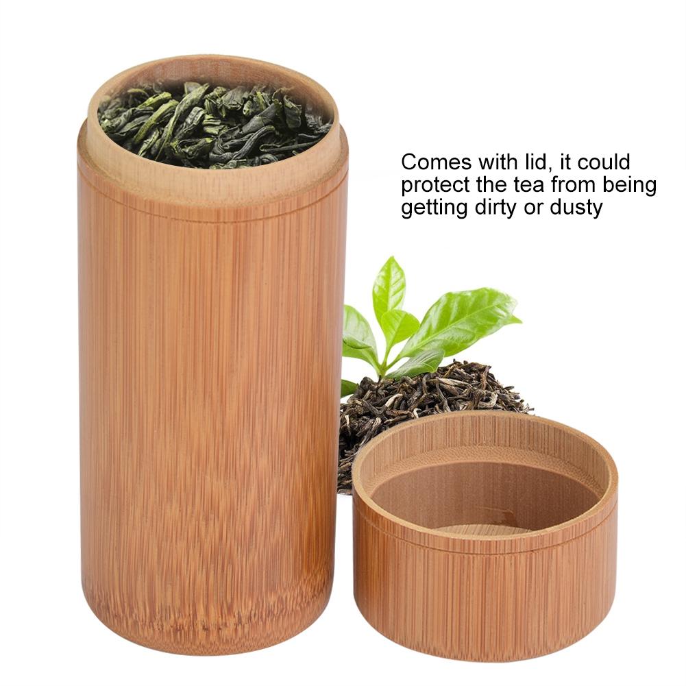 Portable Bamboo Tea Jar Storage Holder Container Box