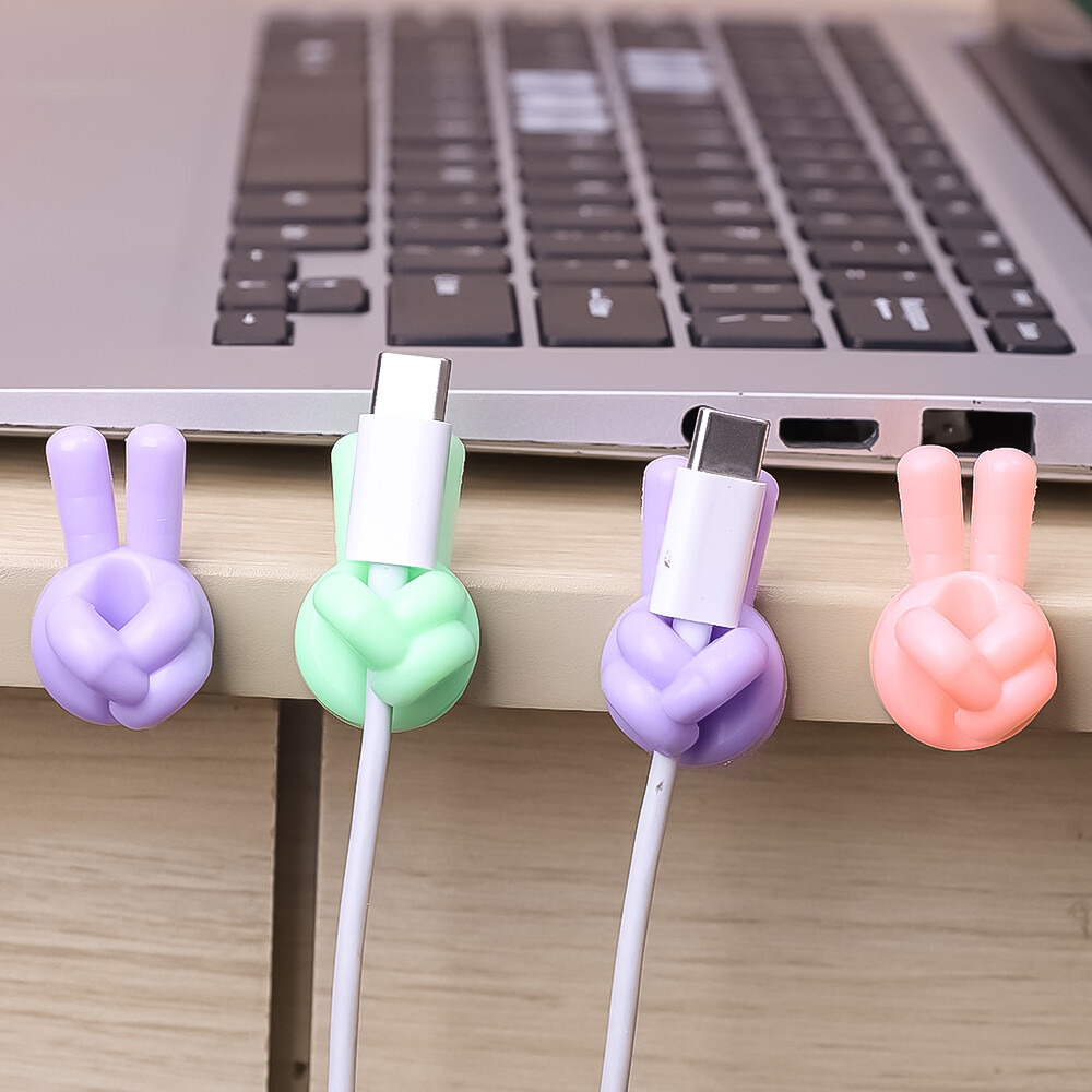 10PCS New Car Dashboard Data Cable Clips Self-Adhesive USB Line Hub Wire Holder Fixing Clamp Office Desk Wire Organizer Finger Hooks