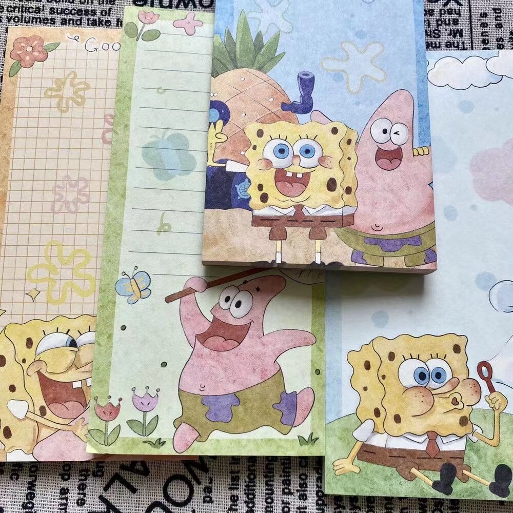 Sticky Notes SpongeBob 4pcs Pads Self-Stick Notes15.5 x 7.5cm, 50Sheets/Pad