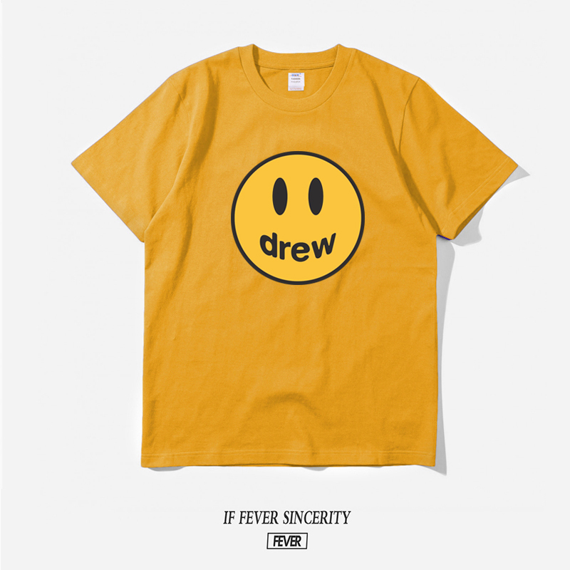 Justin Bieber Same Smile Face Drew Letters Summer Tide Brand Short Sleeve Men S T Shirt Lazada Singapore lazada sg