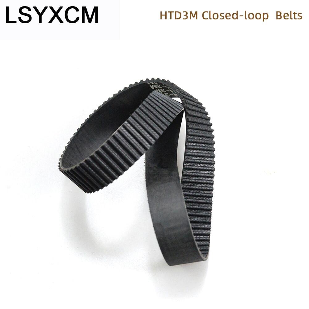 2Pcs HTD3M-231 Width 7mm Arc Teeth Rubber Synchronous Belt, Pitch 3mm
