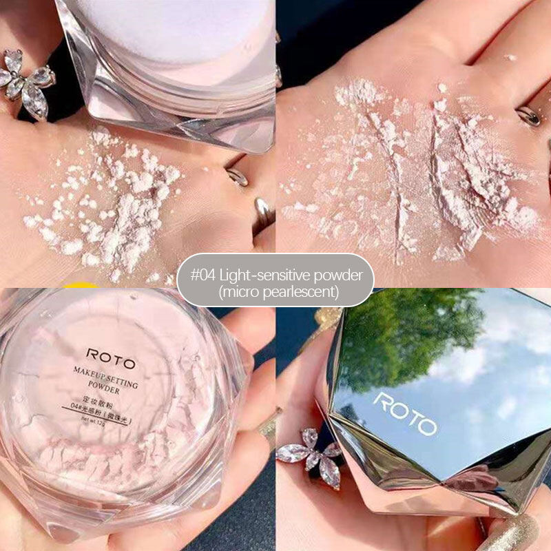 Eryabb 🌸100% Authentic🌸 ROTO Makeup Setting Powder 5 Colors [Loose Powder]，Makeup setting powder oil control long-lasting, waterproof and sweat-proof Loose Powder Waterproof Smooth Soft-velvet Blurring Face Powder
