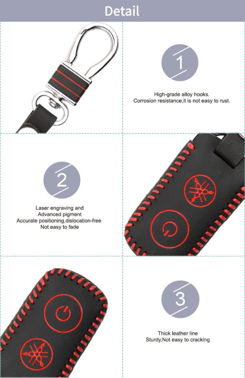 Đối Với Yamaha NVX / XMAX Keyless Remote Key Bao Da Vỏ Bọc Chìa Khóa Xe Hơi (Logo Màu Xanh/Khâu)