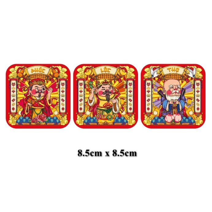 SET 6 Tem decal dán tết nhiều mẫu 8.5x8.5cm