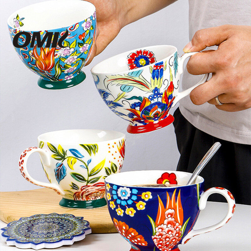 OMK American hand-painted ceramic 450ML breakfast cup mug coffee
