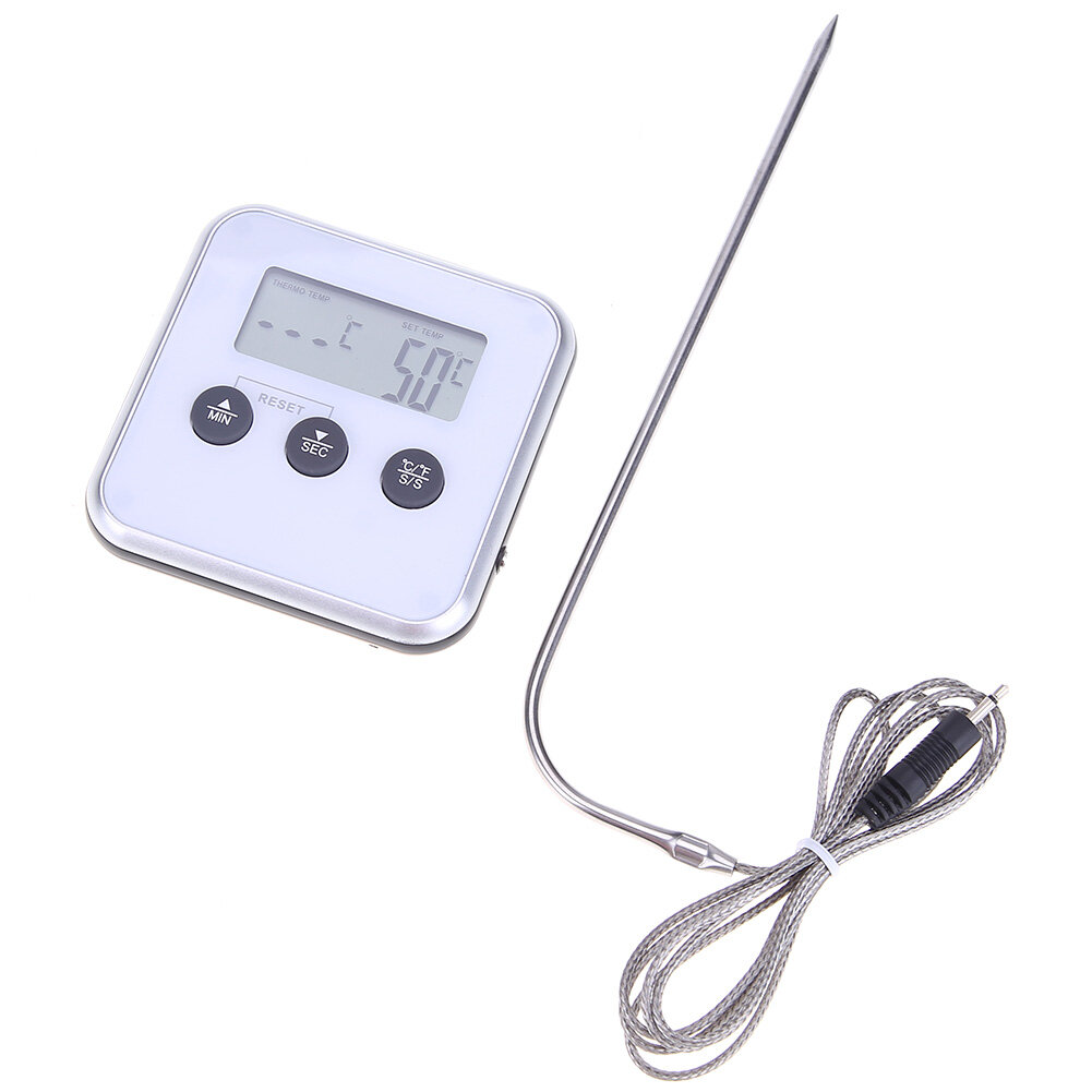 【Hot sale】Electronic Thermometer Timer Food Meat Temperature Meter Gauge with Probe