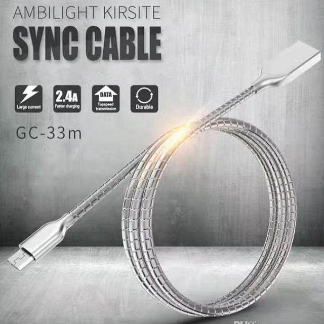 1M Stainless Steel Metal Charging Cable Strong Flexible Sync Data Micro USB Cable Type-C Lighting Fast Charger For Iphone 11 10