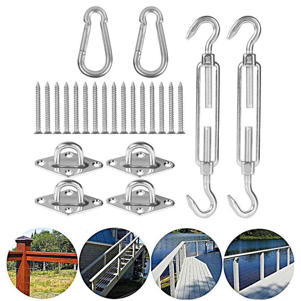 Outdoor Camping Activitiy Sunshade Mounting Assembly Accessory Set Practical Stainless Steel Sun Sail Shade Hardware Kits for Garden Shed