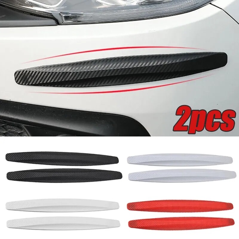 2pcs Car Front Rear Bumper Anti-Collision Scratch Corner Guard Protector Rubber Sticker Trim Strip