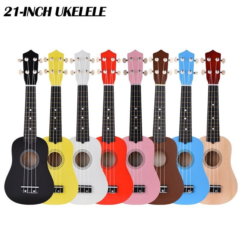 Đàn Guitar Nhỏ Ukulele 4 Dây 21-Inch Nhạc Cụ Bằng Gỗ Bass Quà Tặng Trẻ Em Nhạc Cụ Có Dây Màu Be