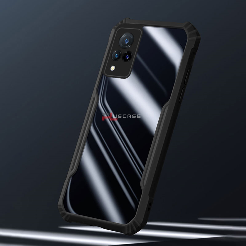 PlusCase for Vivo V21 5G Case Air Cushion Hard Crystal Clear Back Soft Border Shockproof Full Protection Phone Casing