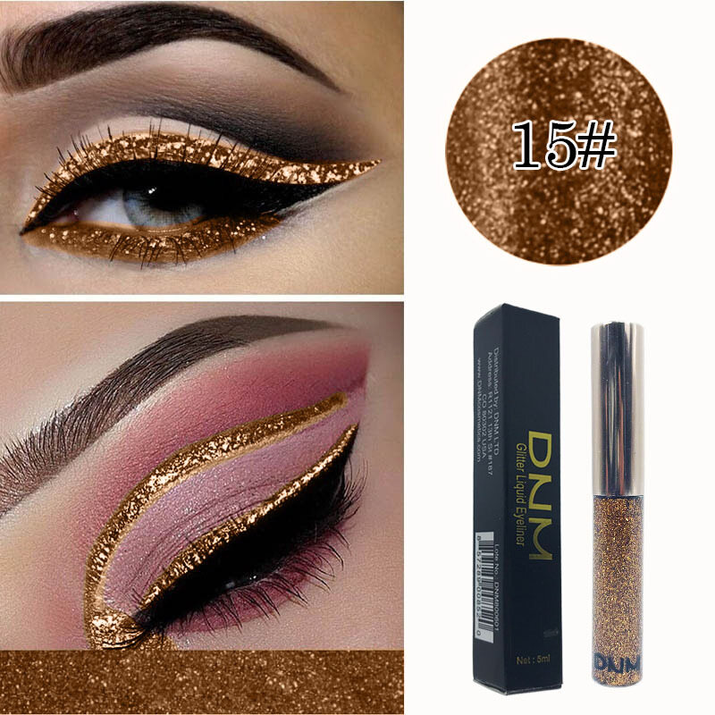 16 Colors Shiny Pearlescent Metallic Eyeliner Eyeshadow Pen Glitter Matte Liquid Eyeliner Waterproof Lasting