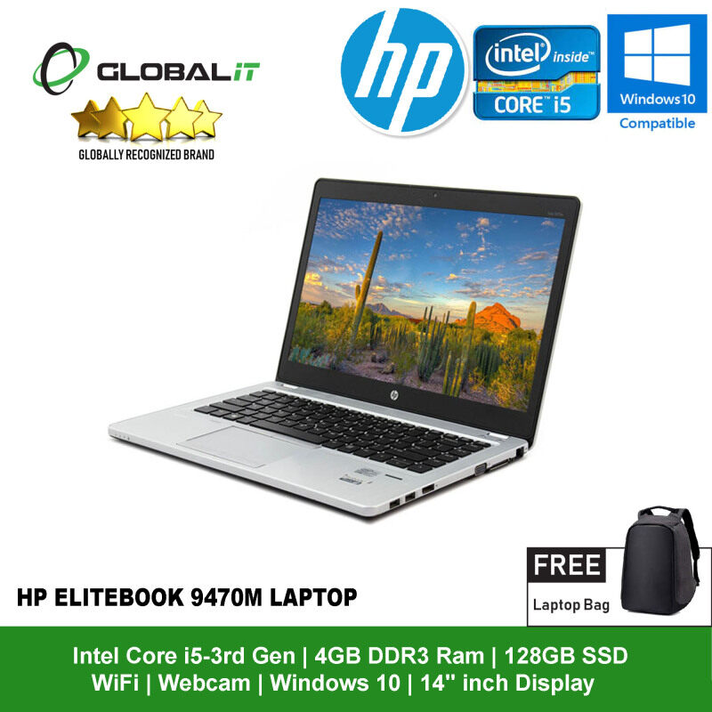 (Refurbished Notebook) HP EliteBook 9470M Laptop / 14 inch Display / Intel Core i5-3rd Gen / 128GB SSD / 4GB DDR3 Ram / WiFi / Windows 10 / Webcam Malaysia