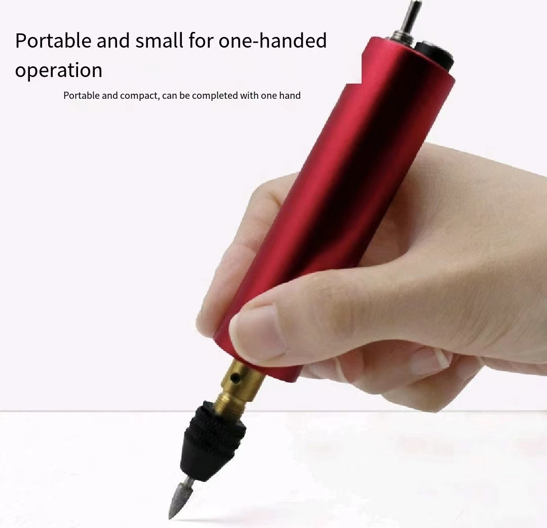 ((Ready Stock) Red Electric Grinder Grinding Polishing Mini Small Hand Drill USB Engraving Pen
