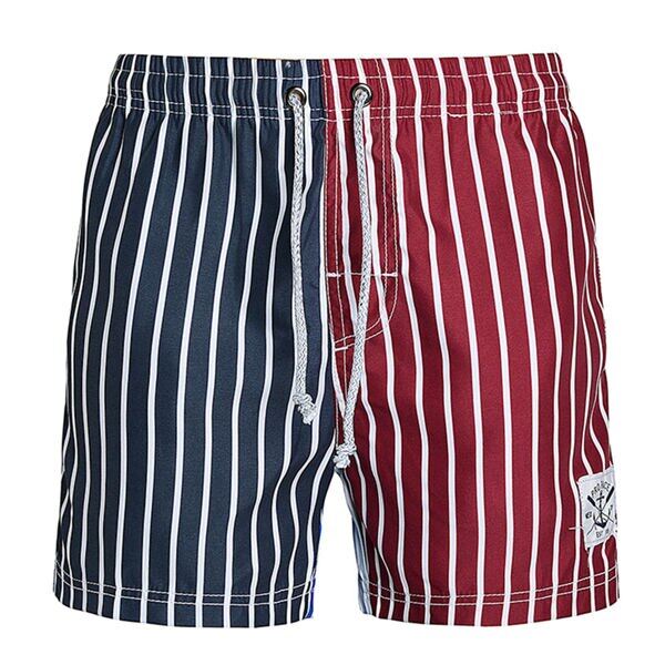 Nonwe Men's Quick Dry Striped Swimming Shorts - Board Shorts With Drawstring & Mesh Lining (Blue, Size 28)