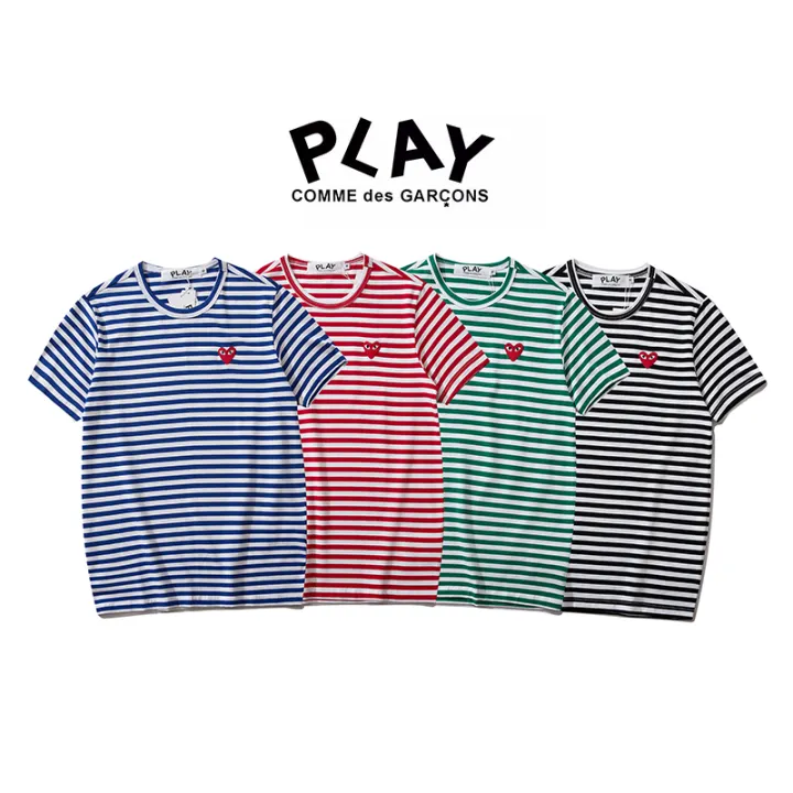 cdg play striped short sleeve