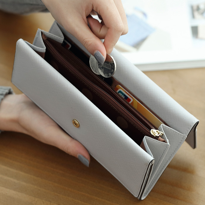 Women Long Wallet Cross Pattern Tri-fold Large-capacity Multi-Card Slots Multi-function Fashion Wallet Clutch