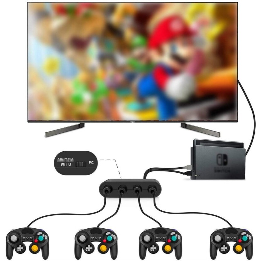 Bộ Chuyển Đổi Điều Khiển Cho Nintendo Switch Gamecube Super Smash Bros Bộ Chuyển Đổi Cho Wii U Và PC USB Với 4 Cổng Cắm Và Chạy Không Cần Trình Điều Khiển