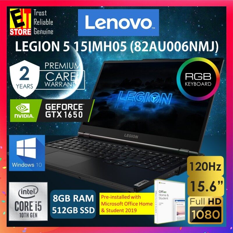 LENOVO LEGION 5i 15IMH05 (82AU006NMJ / 82AU00D0MJ ) GAMING LAPTOP (I5-10300H/8GB/512GB SSD/15.6 FHD 120HZ/4G GTX 1650/W10/2YRS PREMIUM /MS.OFFICE 2019 h&s) Malaysia