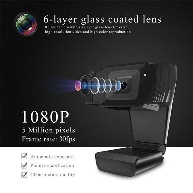 mini Built-in Mic Webcam Web Camera HD 1080P Cam Digital Video Webcamera with CMOS Image for Computer PC Desktop Laptop Portable