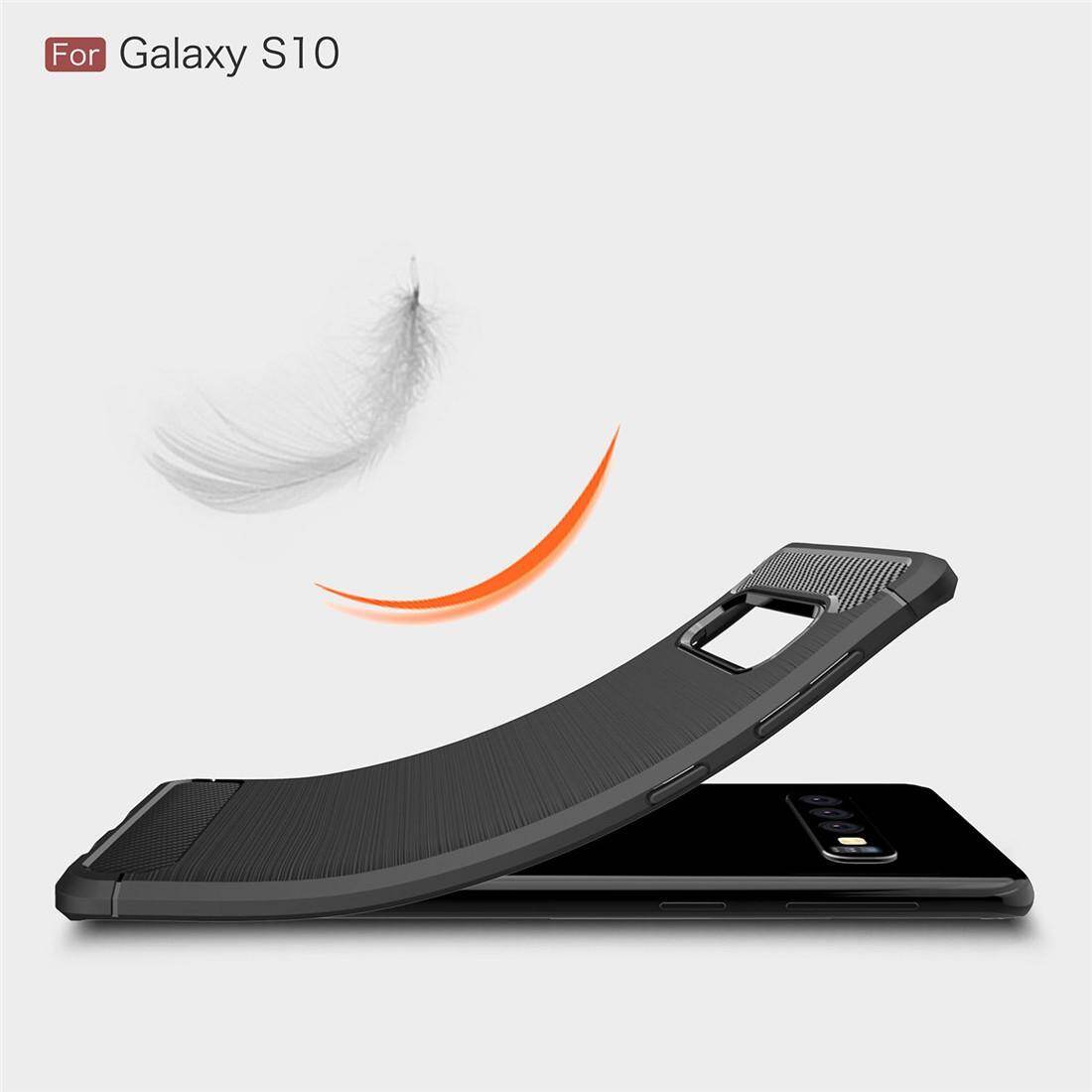 (Hua jia kang)Brushed Texture Carbon Fiber TPU Case for Galaxy S10