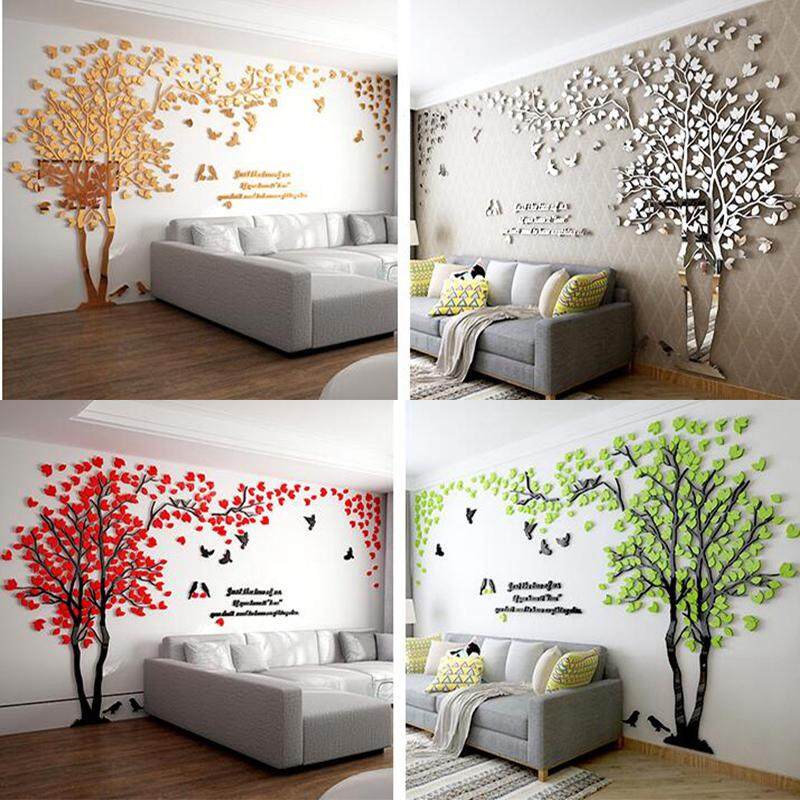 Cặp Đôi Cây Gương Dán Tường Pegatinas Paredes Decoracion DIY 3D Acrylic Autocollant Bức Tranh Tường Dán Muraux Phòng Khách Decal